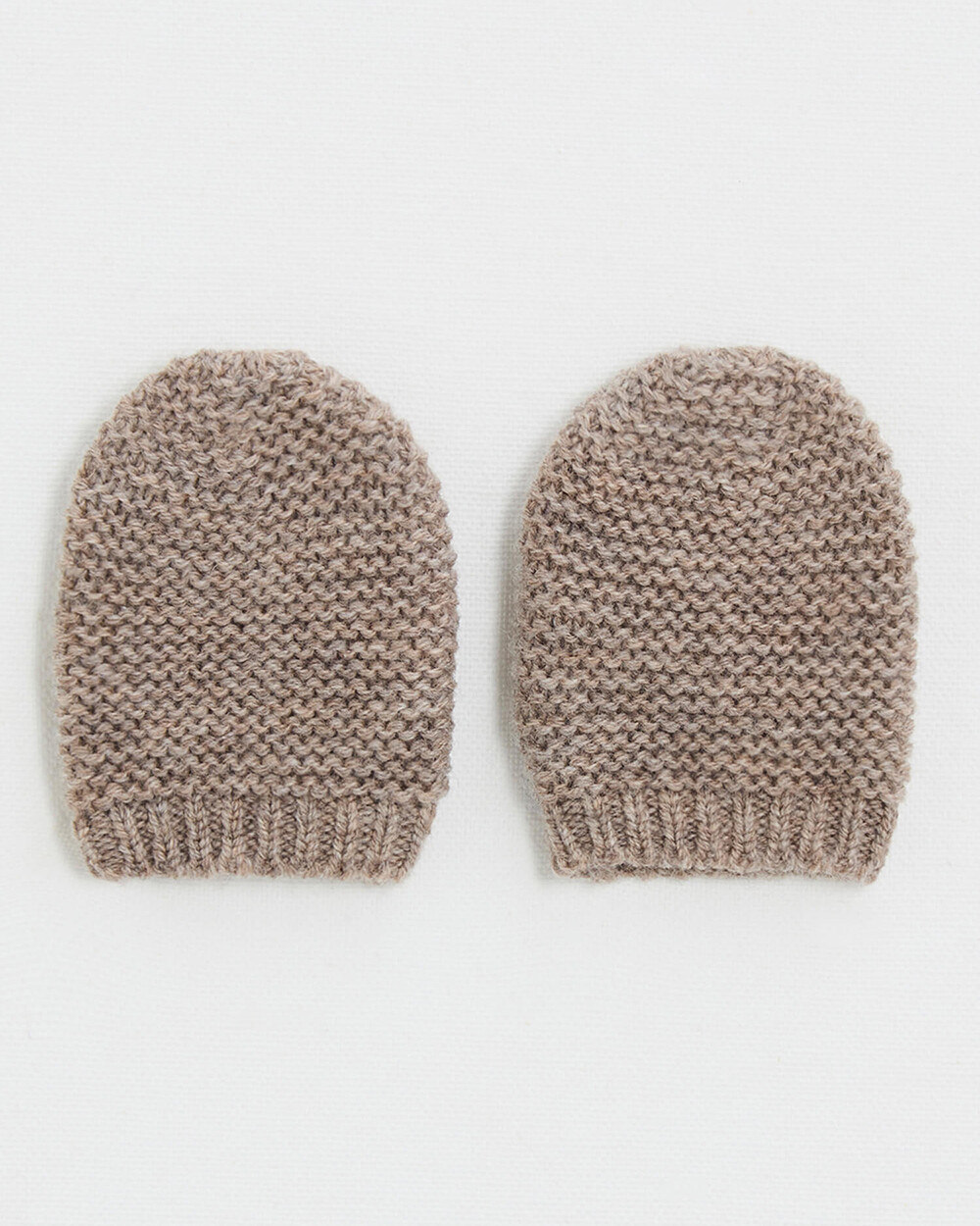 Moufles nouveau-né en laine mérinos Coloris Moka Natalys