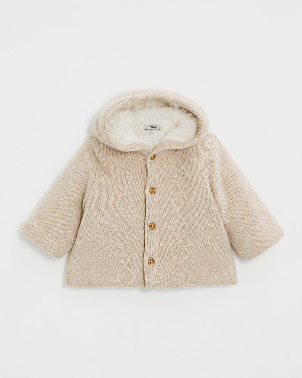 Veste à capuche en laine mérinos Coloris Beige Natalys