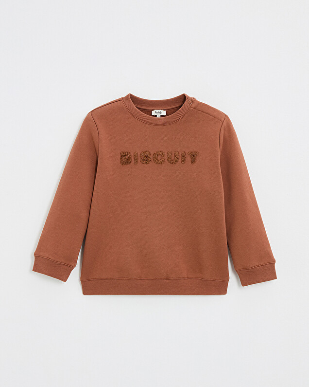 Sweat en molleton animé Coloris brique Natalys