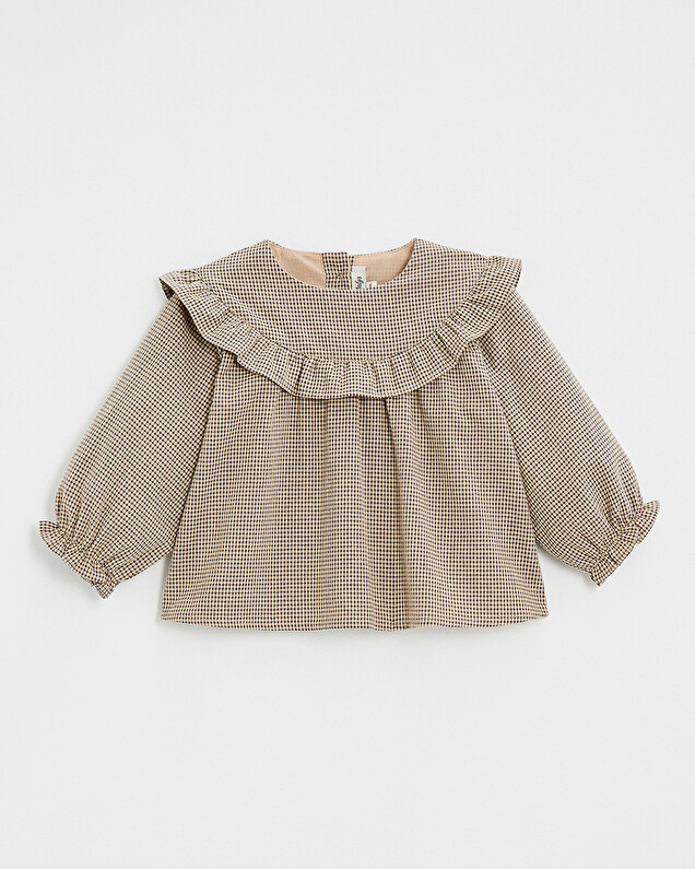 Blouse en vichy Coloris gris anthracite chiné/beige  Natalys