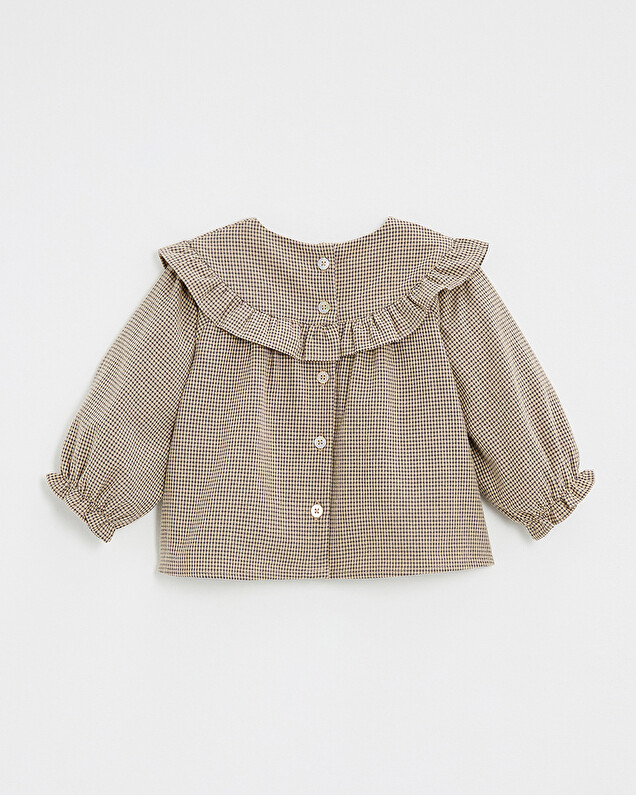 Blouse en vichy Coloris gris anthracite chiné/beige  Natalys