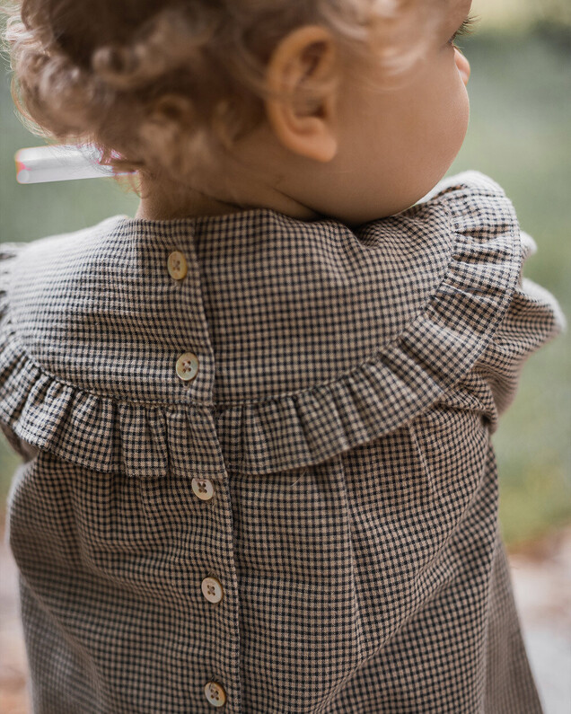 Blouse en vichy Coloris gris anthracite chiné/beige  Natalys