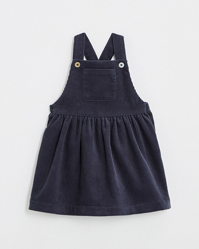 Robe salopette en velours Coloris bleu nocturne Natalys