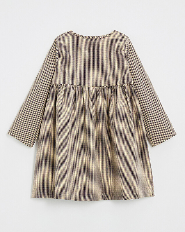 Robe manches longues en vichy Coloris gris anthracite chiné/beige Natalys