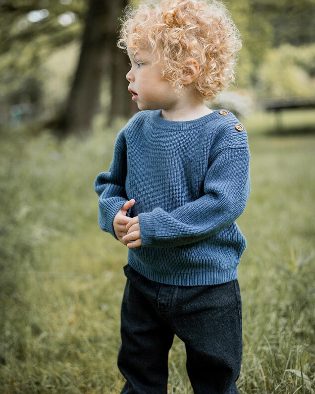 Pull en tricot fantaisie Coloris bleu nocturne Natalys