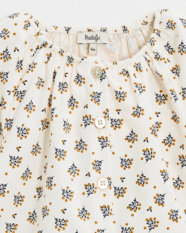 Blouse en velours Imprimé boutons d'or Natalys