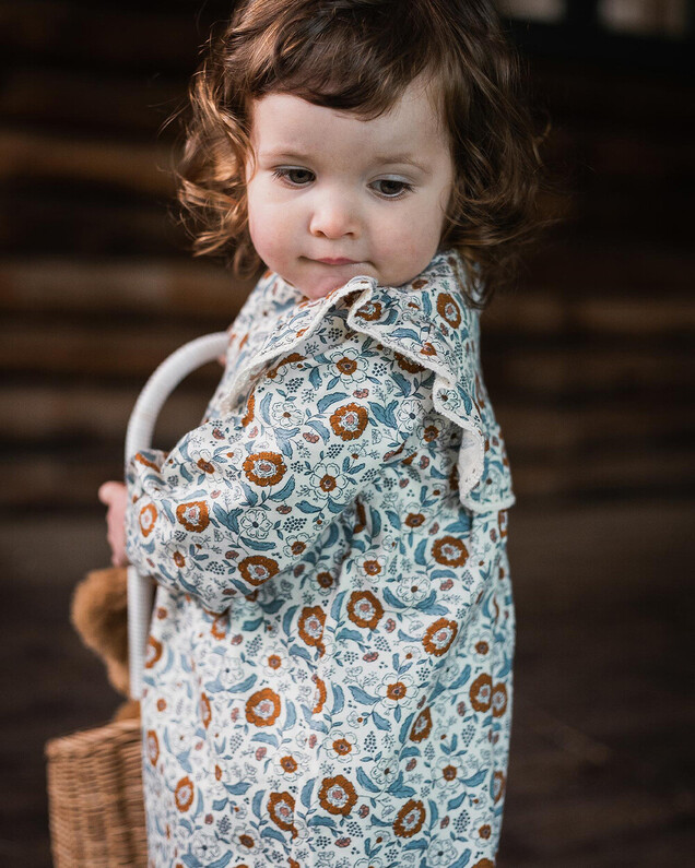 Robe manches longues imprimé Imprimé fleurs folk Natalys