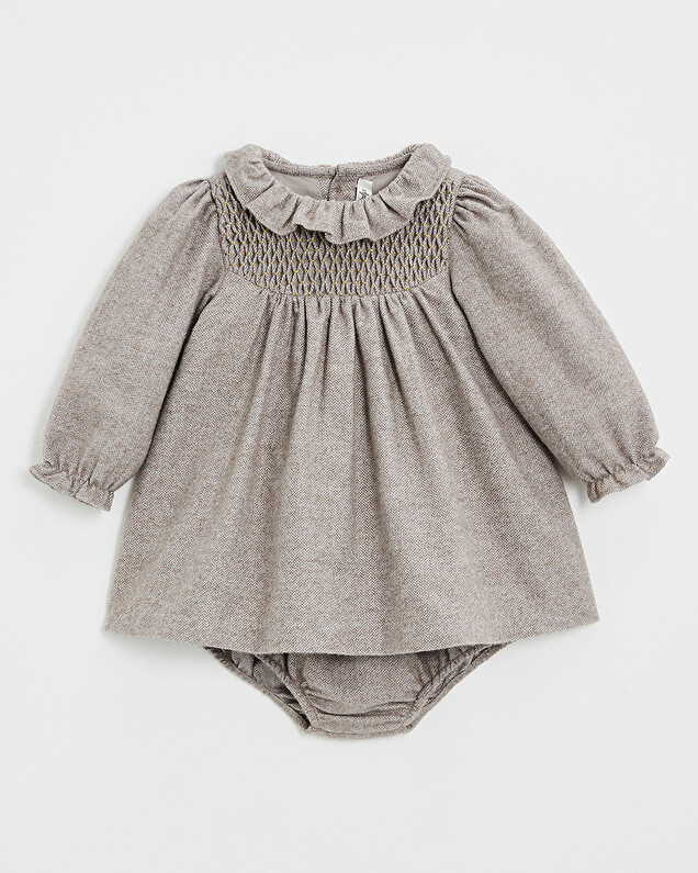 Robe manches longues flanelle Coloris beige Natalys
