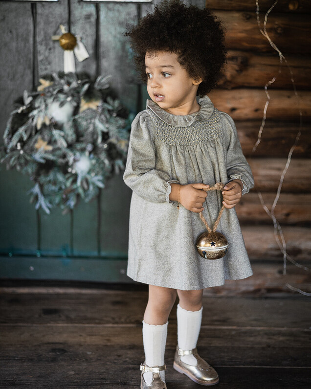 Robe manches longues flanelle Coloris beige Natalys