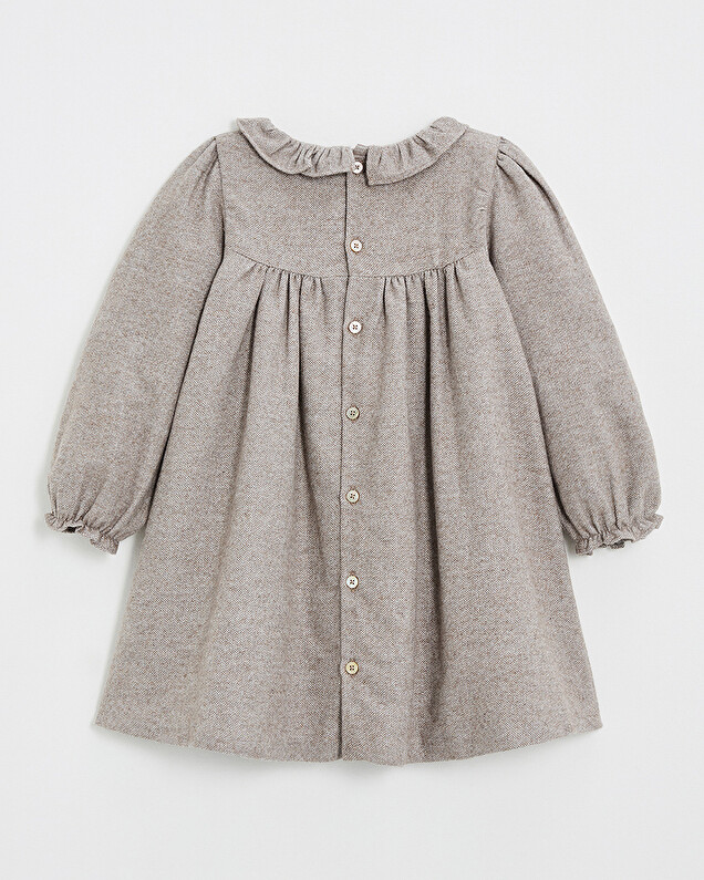 Robe manches longues flanelle Coloris beige Natalys