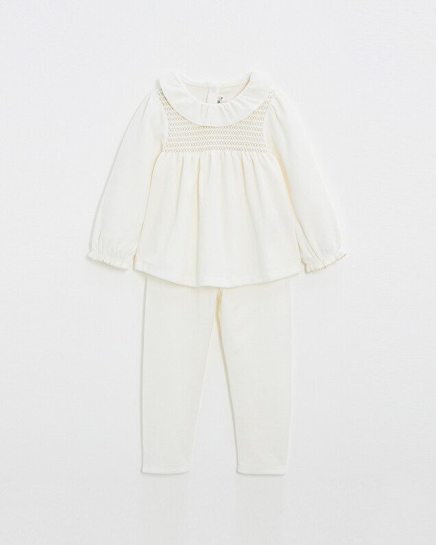 Pyjama deux pièces enfant en velours Coloris écru Natalys