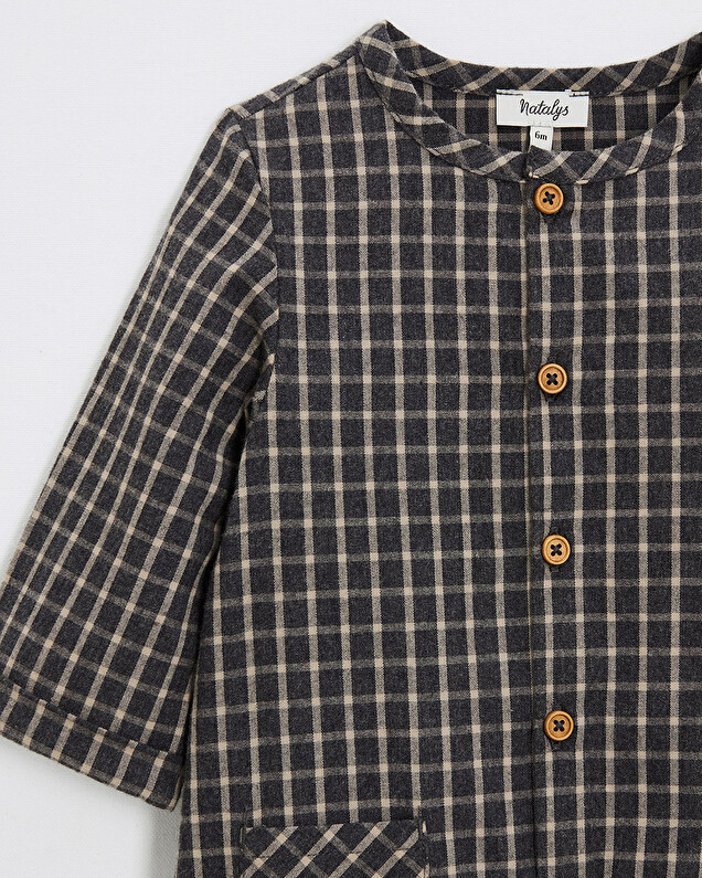 Pyjama une pièce en flanelle Coloris gris anthracite chiné Natalys