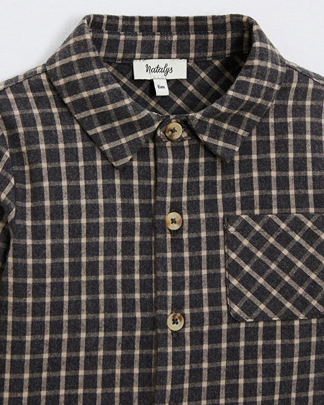 Chemise en flanelle Coloris gris anthracite chiné Natalys