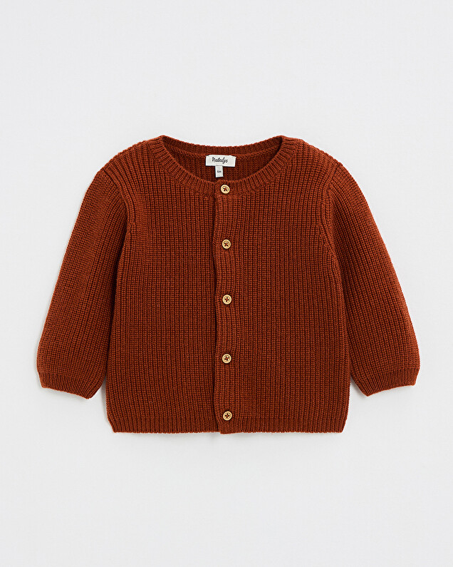 Gilet en laine Mérinos Coloris rouille Natalys