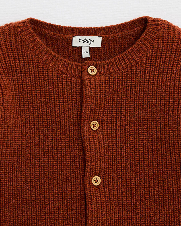 Gilet en laine Mérinos Coloris rouille Natalys