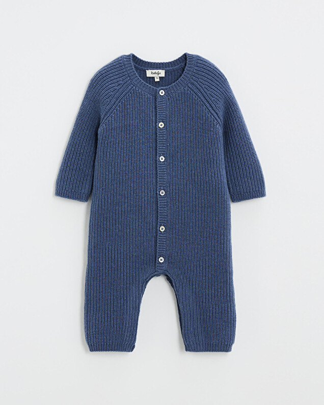Combinaison longue sans pied en laine mé... Coloris Bleu Natalys