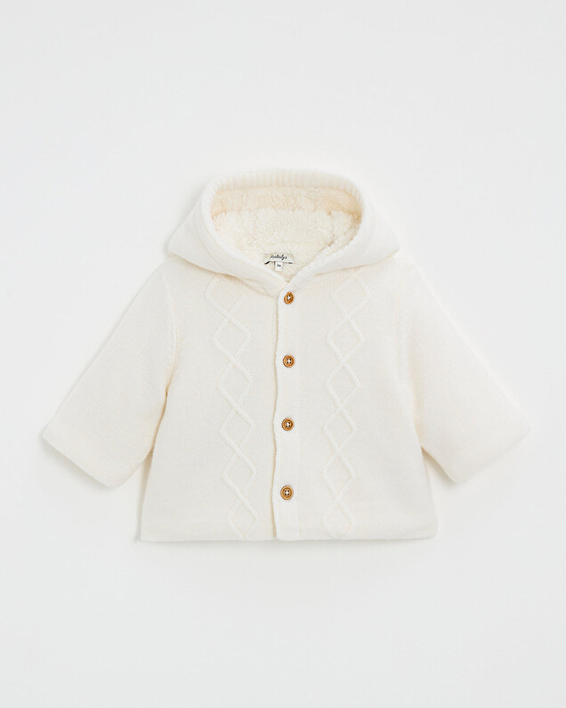 Veste à capuche en laine mérinos Coloris Ecru  Natalys