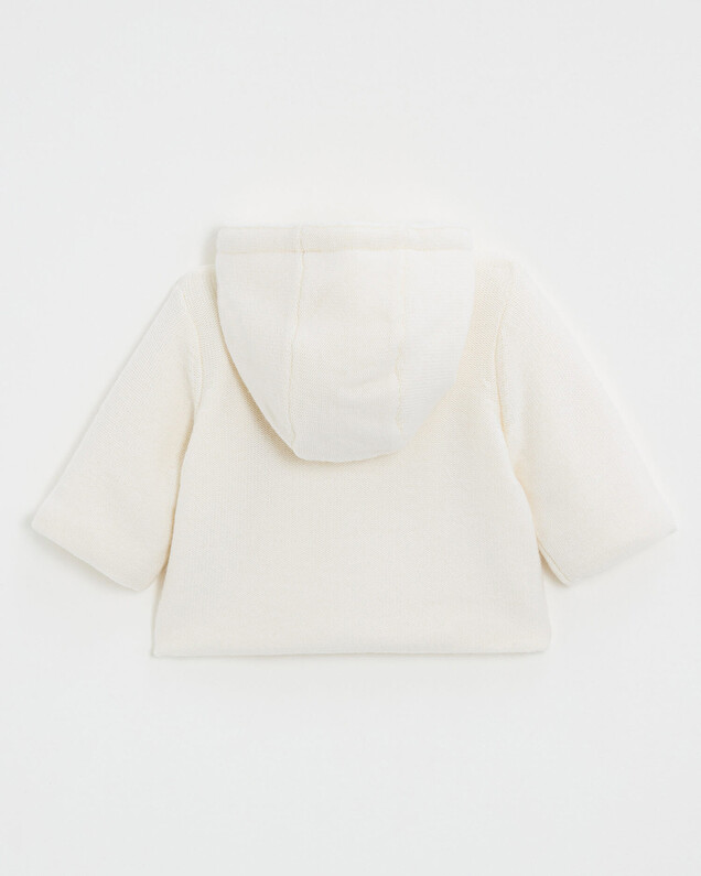 Veste à capuche en laine mérinos Coloris Ecru  Natalys