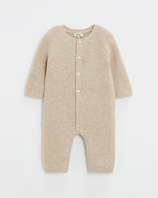 Combinaison longue sans pied en laine mé... Coloris Beige Natalys