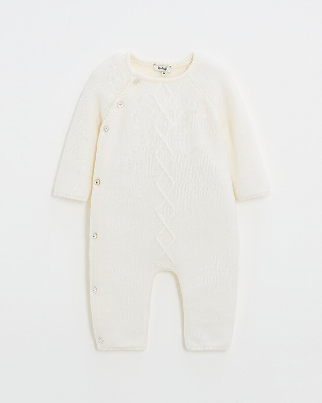 Combinaison longue sans pied en laine mé... Coloris Ecru  Natalys
