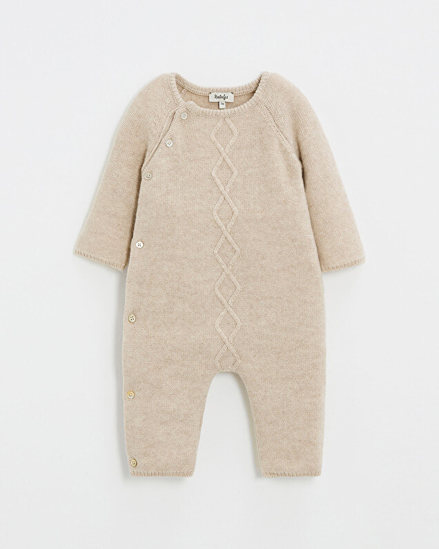 Combinaison longue sans pied en laine mé... Coloris Beige Natalys