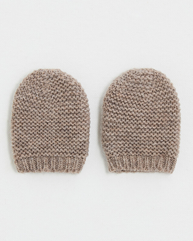 Moufles nouveau-né en laine mérinos Coloris Moka  Natalys