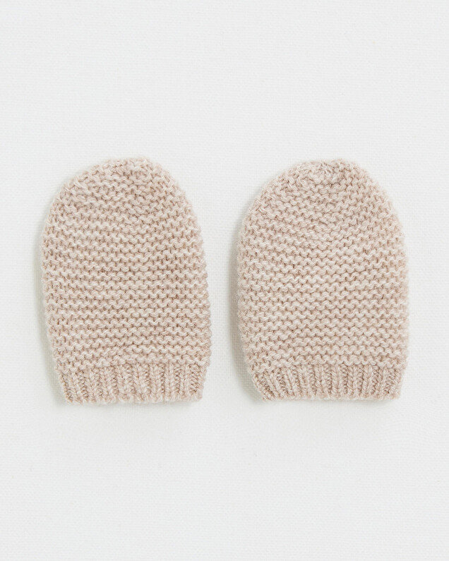 Moufles nouveau-né en laine mérinos Coloris Beige Natalys