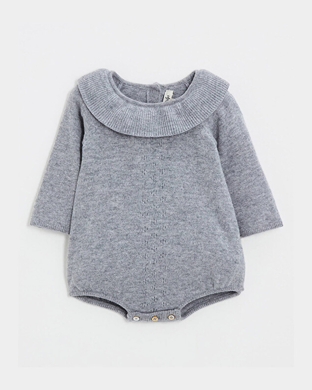 Barboteuse en laine mérinos Coloris Gris  Natalys