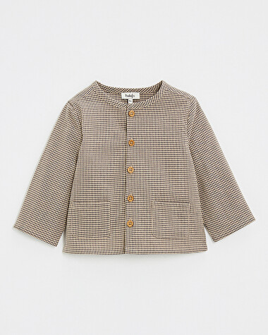 Chemise en vichy Coloris gris anthracite chin&eacute;/beige  Natalys