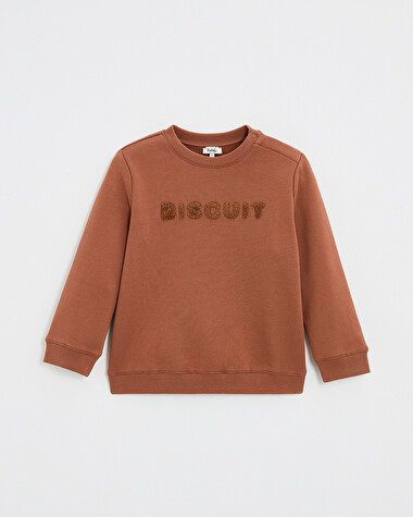 Sweat en molleton anim&eacute; Coloris brique  Natalys
