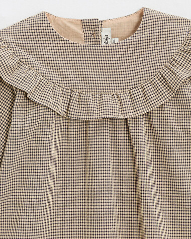 Blouse en vichy Coloris gris anthracite chin&eacute;/beige  Natalys