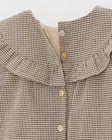Blouse en vichy Coloris gris anthracite chin&eacute;/beige  Natalys