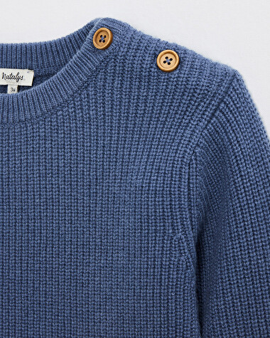 Pull en tricot fantaisie Coloris bleu nocturne  Natalys