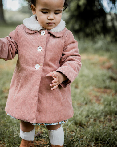 Manteau en velours c&ocirc;tel&eacute; Colors rose b&eacute;gonia  Natalys