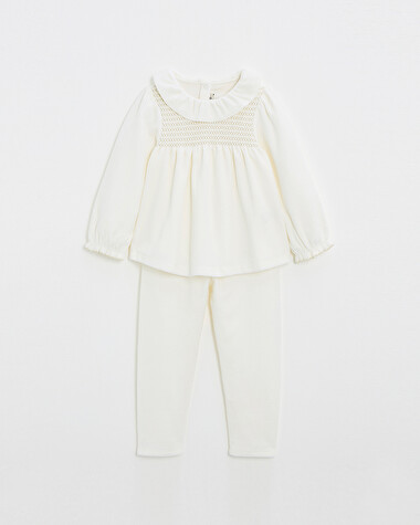 Pyjama deux pi&egrave;ces enfant en velours Coloris &eacute;cru  Natalys