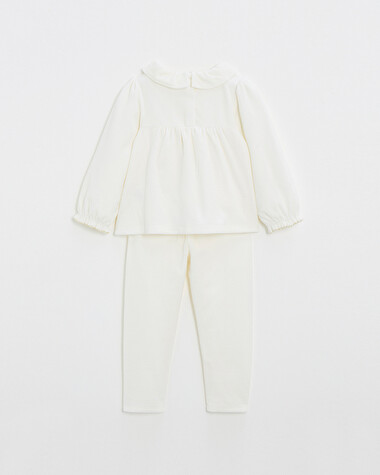 Pyjama deux pi&egrave;ces enfant en velours Coloris &eacute;cru  Natalys