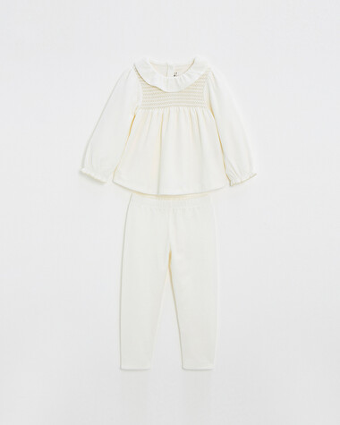 Pyjama deux pi&egrave;ces enfant en velours Coloris &eacute;cru  Natalys