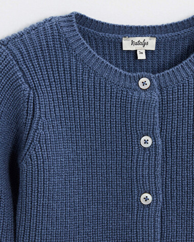 Gilet en laine m&eacute;rinos Coloris Bleu  Natalys