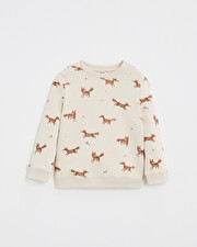 Sweat en molleton imprimé Imprimé renards Natalys
