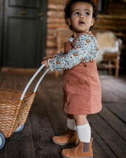 Robe salopette en velours Colors rose b&eacute;gonia  Natalys