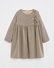 Robe manches longues en vichy Coloris gris anthracite chiné/beige Natalys