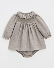 Robe manches longues flanelle Coloris beige Natalys