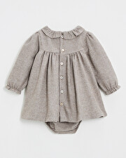 Robe manches longues flanelle Coloris beige Natalys
