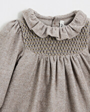 Robe manches longues flanelle Coloris beige Natalys