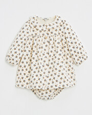 Robe manches longues velours Imprim&eacute; boutons d'or  Natalys
