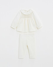 Pyjama deux pièces en velours smocké Coloris écru Natalys