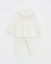 Pyjama deux pièces en velours smocké Coloris écru Natalys