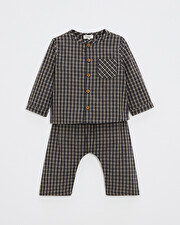 Pyjama deux pièces en flanelle Coloris gris anthracite chiné Natalys