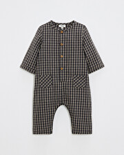 Pyjama une pièce en flanelle Coloris gris anthracite chiné Natalys