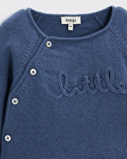 Ensemble brodé en laine mérinos Coloris Bleu Natalys